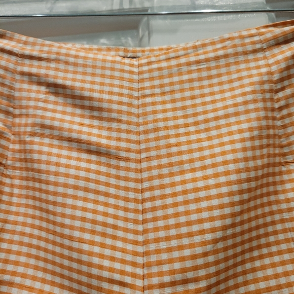 VINTAGE ANN TAYLOR 100% SILK GINGHAM PRINT CROP PANTS - Picture 5 of 6